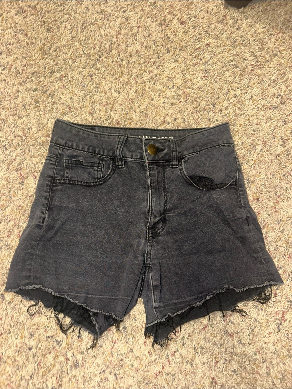 Black American Eagle Frayed Hem Denim Shorts